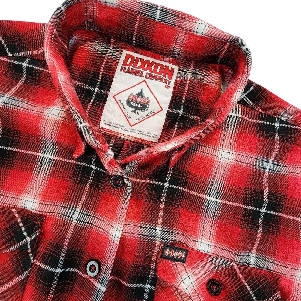 Dixxon Flannel Company x Kustom Klover Cycles Red Black Plaid Flannel Shirt 2X - Picture 4 of 12